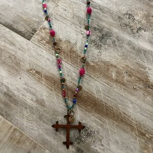Colorful Beaded Cross Necklace